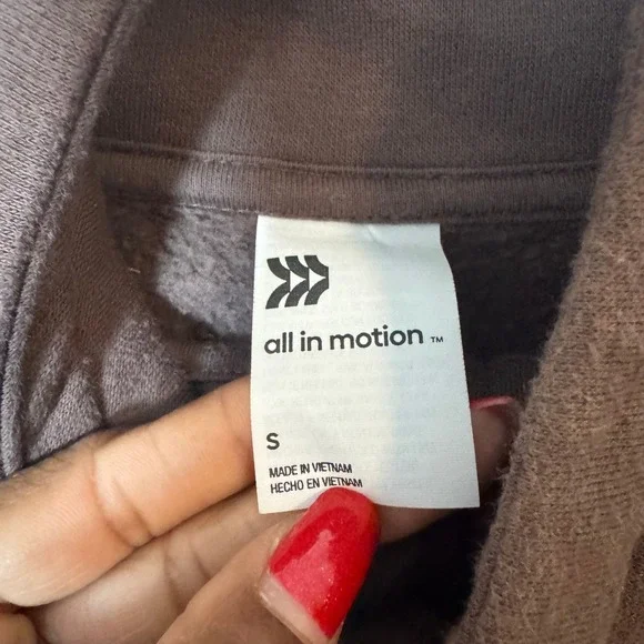 All in Motion Brown Quarter Zip Cropped Pullover Sweatshirt Small Funnel Neck - Picture 4 of 5